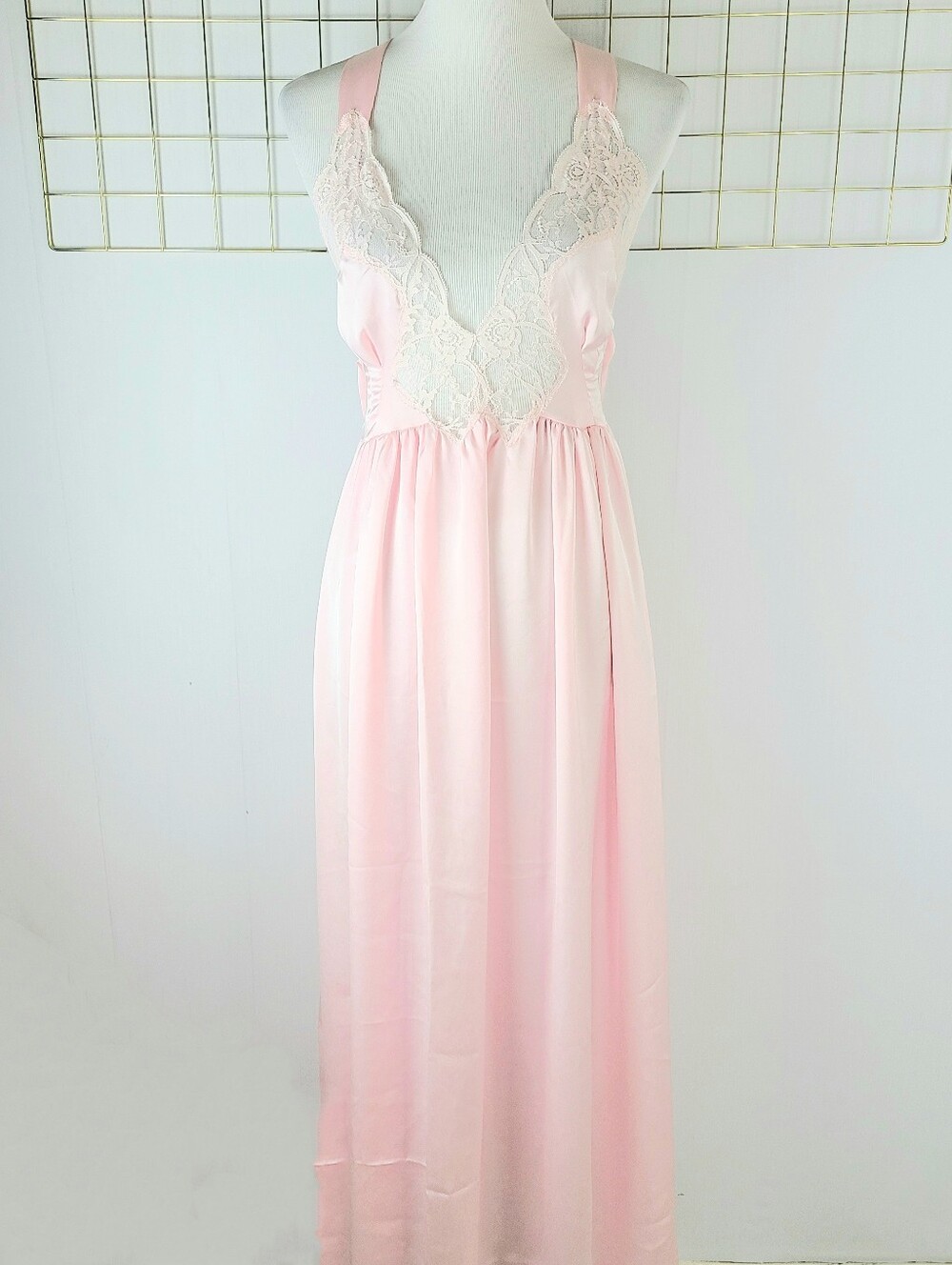 Lily of France Rosa Puleo-Szule Pink Satin Lace Vintage Union Made Nightgown